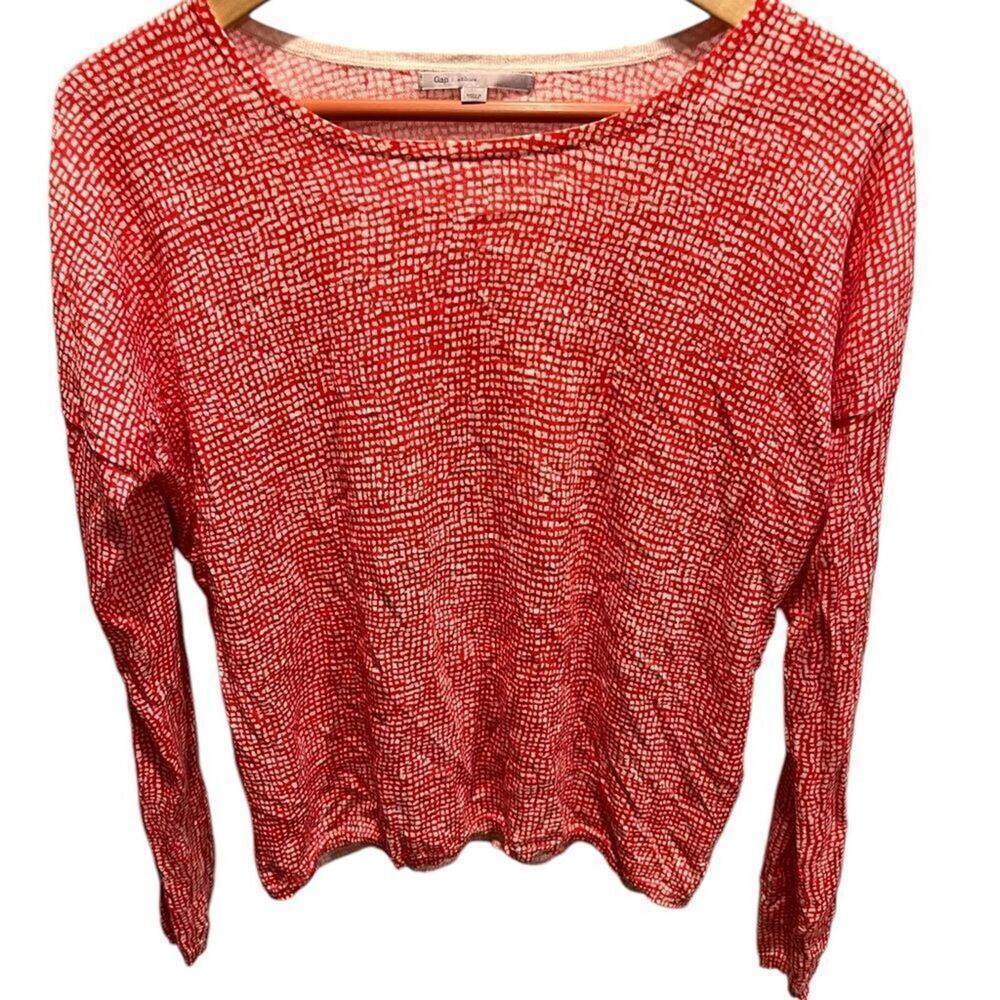 Gap lightweight boatneck orange-red and cream long sleeve sweater women medium